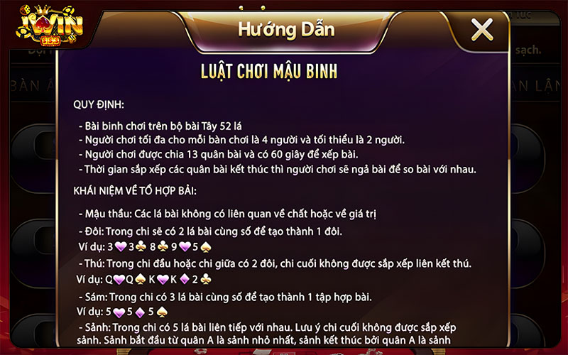 Các thông tin cần phải biết khi chơi Mậu binh Iwin